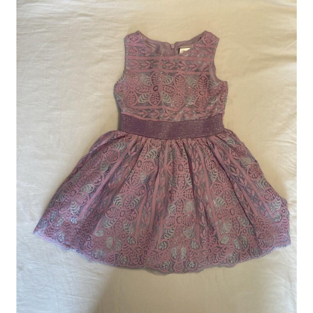 Size 4 Youngland girl clothes - 1 piece dress | purple flower theme